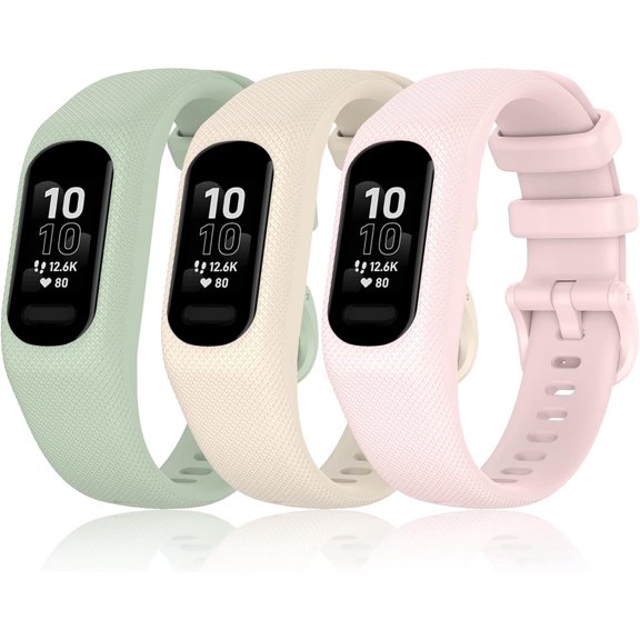 Replacement Sport Bands Compatible with Garmin Vivosmart 5, Soft Silicone Wristband Straps for Women and Men, Large, 3 Pack