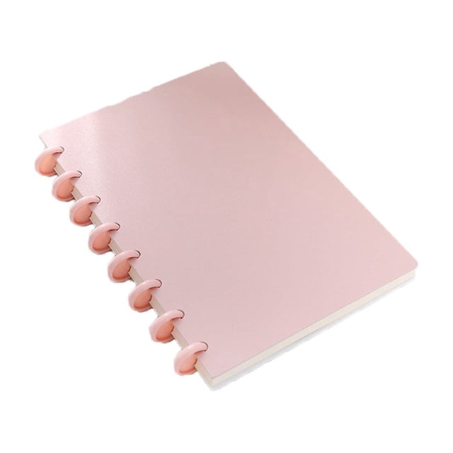 SIYTUAU A5 Size Plain Colored Button Fastened Ring Notebook For Meetings School Office Use Multi Hole Binding Pink Cover