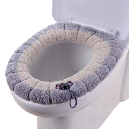 Thicker Reusable Toilet Seat Cover Hanging Loop with Handle Bathroom O-shape Toilet Accessories Cushion Toilet Seat Pad Toilet Seat Cover BEIGE WITH HANDLE
