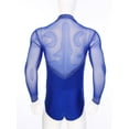 thumbnail image 4 of Kaerm Mens 2 Piece Latin Dance Outfits Long Sleeve Ballet Tango Ballroom Dance Leotard with Pants Blue M, 4 of 7