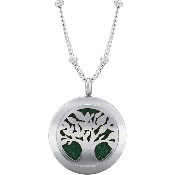 Earth Therapy Silver Aromatherapy Necklace - Essential Oil Diffuser Pendant