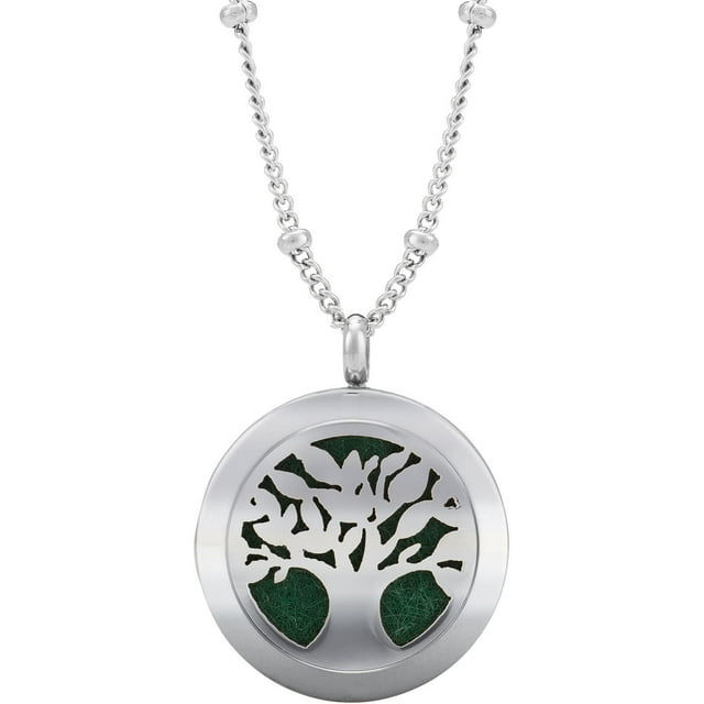 Earth Therapy Silver Aromatherapy Necklace - Essential Oil Diffuser Pendant