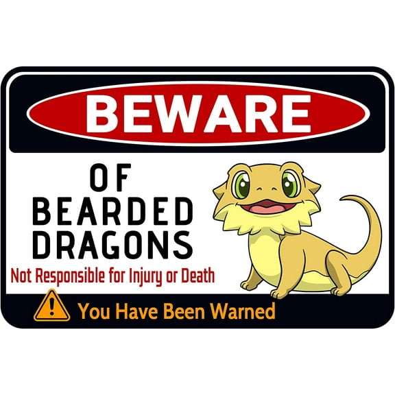 Beware of Bearded Dragons Sign - Fun Tank Accessory and Decor for Bearded Dragon Enthusiasts | Humorous Warning Sign for Reptile Room, 12" * 8"