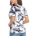 thumbnail image 2 of Women's T-Shirts Collection shark T-Shirts V-Neck Short Sleeve Casual Basic Fit Tee Tops Blouse, 2 of 6