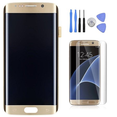 Touch Lcd Screens - Samsung Galaxy S7 Edge LCD Display Digitizer Touch Screen Assembly For All Models (G935A G935V G935P G935T G935F) with Tempered Glass Screen Protector by Mr Repair Parts (Gold)