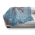 thumbnail image 3 of Mermaid Soft Flannel Fleece Throw Blanket, Art of Little Girl Under the Sea in Corals Castle and Little Fish Print, Cozy Plush for Indoor and Outdoor Use, 50" x 60", Teal Orange, by Ambesonne, 3 of 6