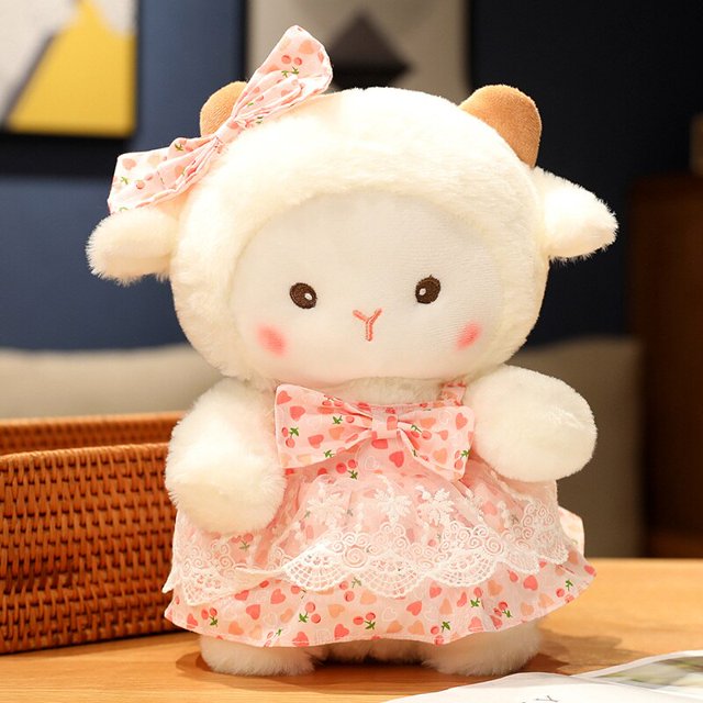 Cordero de peluche de 23/33cm, muñeco de oveja de peluche suave, vestido, Animal Kawaii, princesa, cambio de tela, regalo de alta calidad zhangyuxiang LED