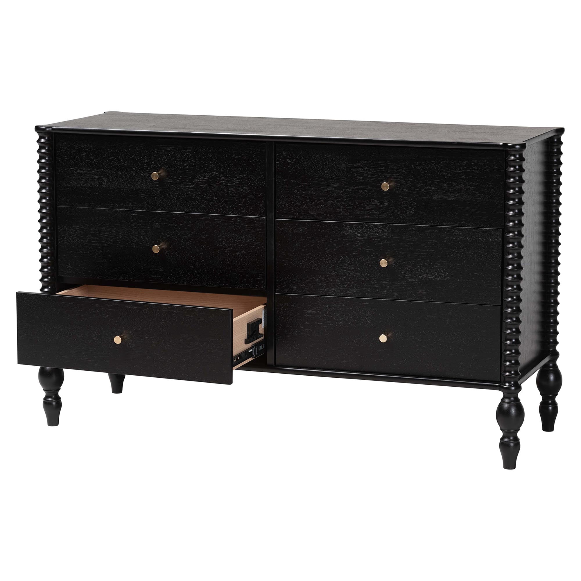 Baxton Studio Callison Farmhouse Dresser, 6-Drawer, Black