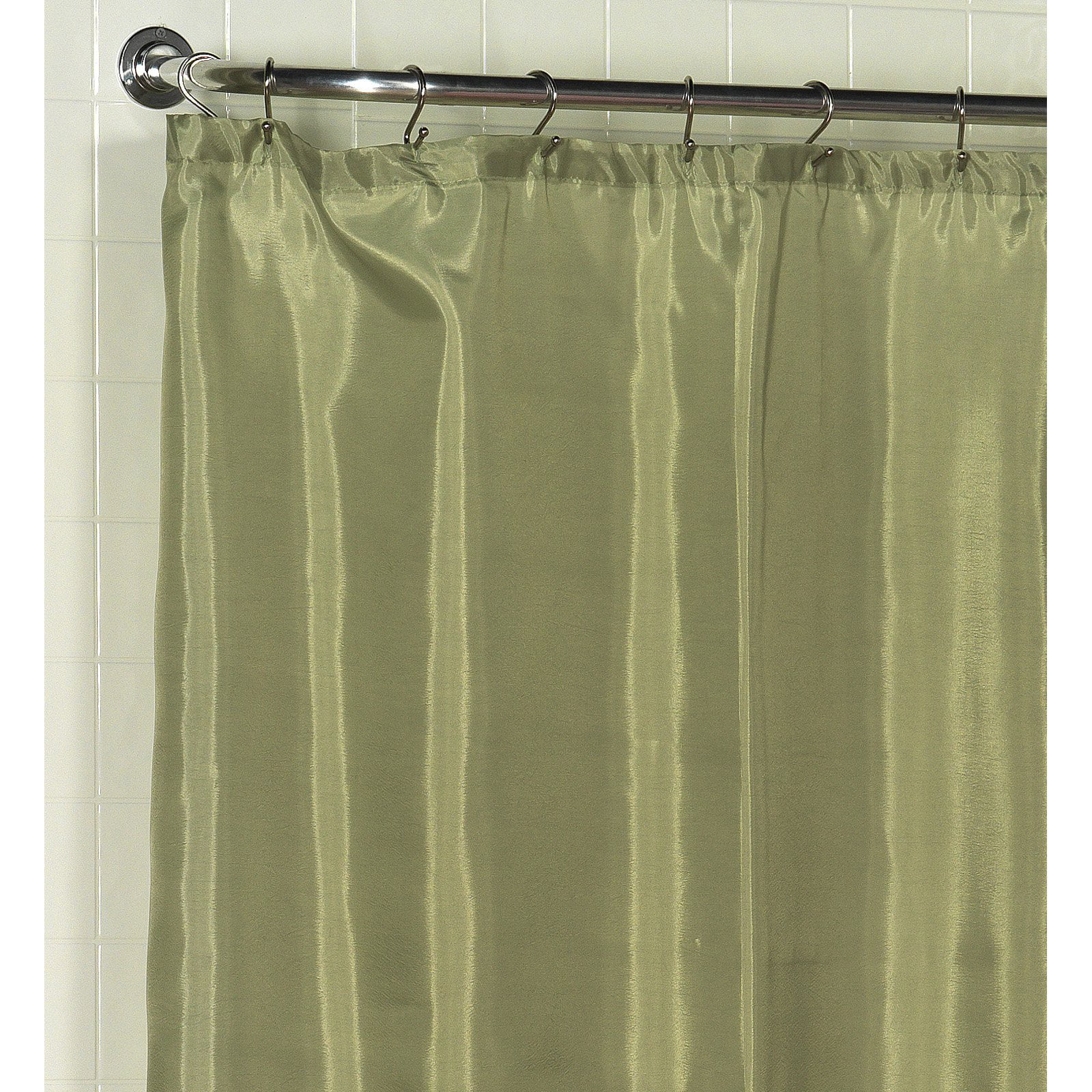 Polyester Fabric Shower Curtain Liner, Sage Fabric Shower Curtain