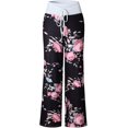 thumbnail image 3 of Women's High Waist Casual Floral Print Drawstring Wide Leg Pants, 3 of 6