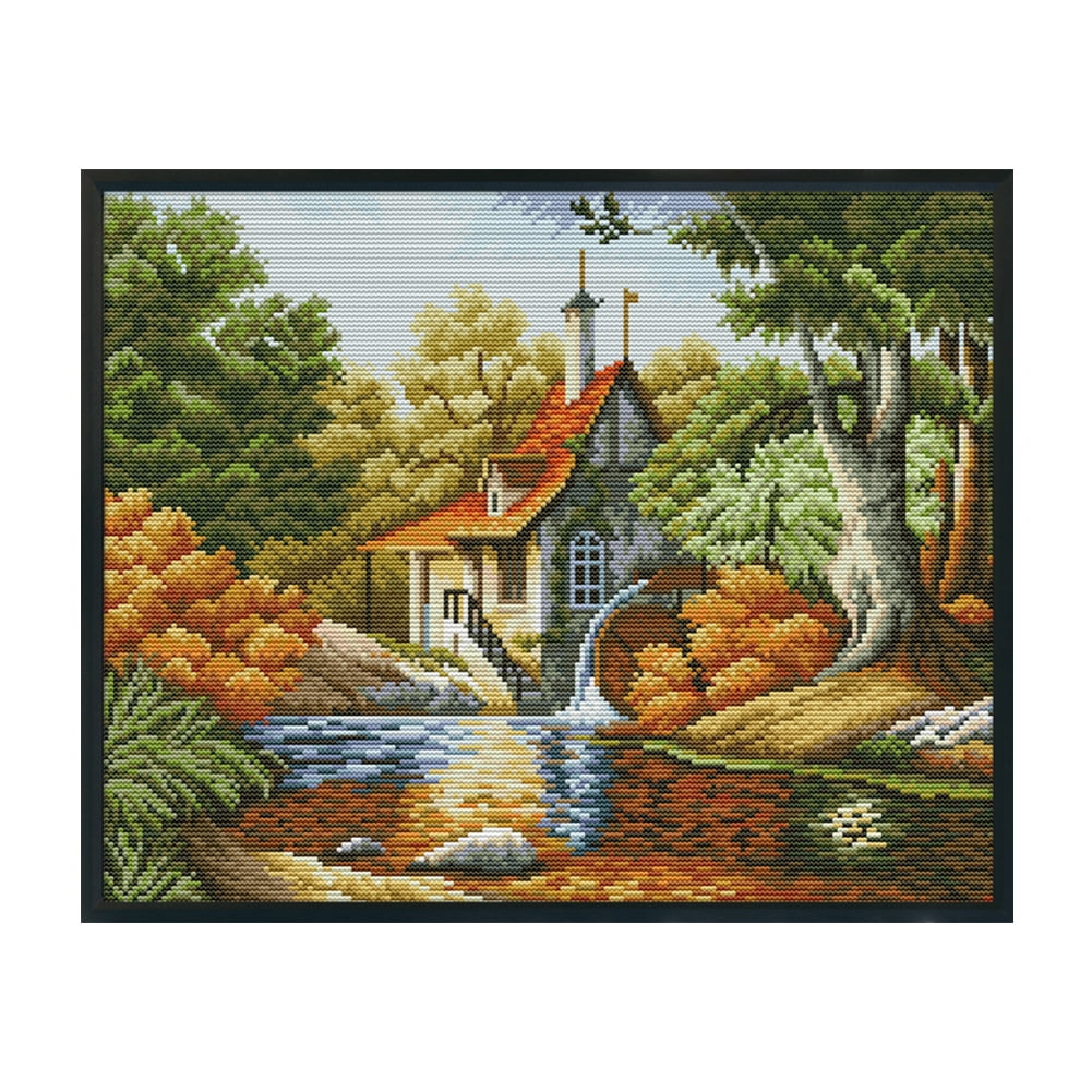Stamped Cross Stitch Kits for Beginners Pre-Printed Needlecrafts Counted Cross Stitch Admire Scenery