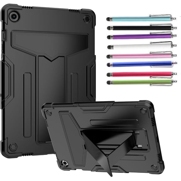 elitegadget Case for Samsung Galaxy Tab A11 Plus 11 Inch (SM-X230/X236) 2026 Released - Hybrid Protective Case Cover with Kickstand and 1 Random Stylus (Black/Black)