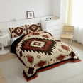 thumbnail image 2 of jejeloiu Rustic Aztec Geometri Queen Comforter Set,Boho Exotic Style Bedding Sets,Red Brown Black Bedding Comforter Set For Adults,Super Cozy Room Decor Reversible,3 Pieces, 2 of 7
