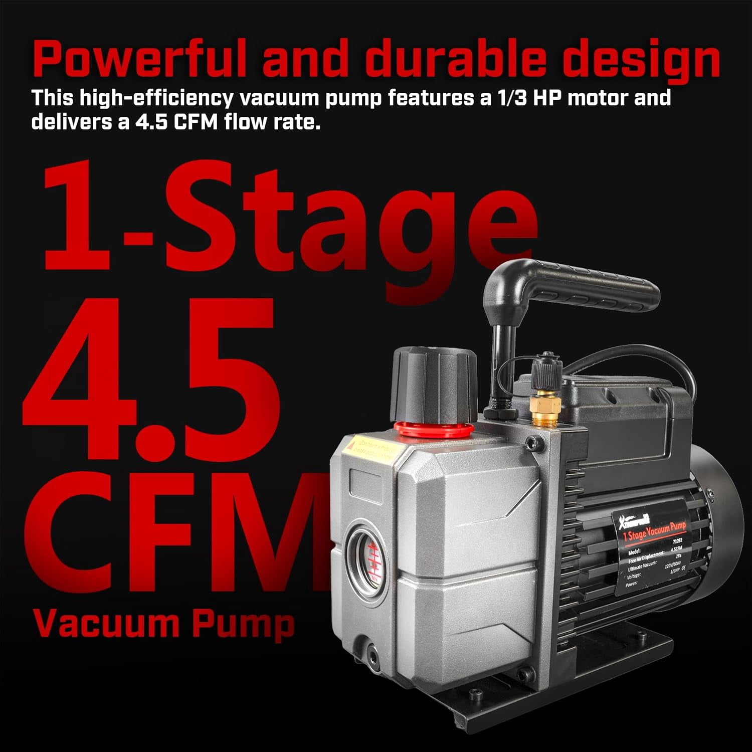 XtremepowerUS 4.5 CFM Vacuum Pump & Manifold Gauge Set, 1/3 HP HVAC Refrigerant Service Kit with Hoses & Can Taps