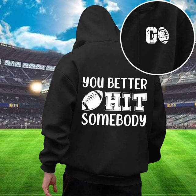 MHFRRA Sudadera con Capucha Informal para Hombre, Estilo Jersey de Fútbol para El Día Del Partido, Holgada, Cómoda y Suave, de Manga Larga, para Otoño E Invierno, para Uso Diario Al Aire Libre Negro