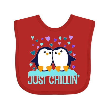 

Inktastic Just Chillin- Cute Penguins with Hearts Boys or Girls Baby Bib