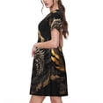 thumbnail image 2 of Easygdp Vintage Metal Dragon para Vestido Transpirable de Mujer, Vestido Suelto de Manga Corta con Pliegues y Bolsillos para el Verano, 2 of 6