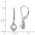 thumbnail image 2 of 925 Sterling Silver Dangle Polished Leverback Diamond and Freshwater Cultured Pearl Earrings Measures 26x7mm Wide - Dang, 2 of 2