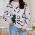 thumbnail image 5 of Suéter de punto Gibobby con estampado de dinosaurio para mujer Blanco L, 5 of 5