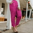 thumbnail image 2 of PMVFHDE Women's Sequin Pants Elastic Waist Sparkly Glitter Pull On Pants Party Wear Comfortable Trousers Hot Pink，S, 2 of 7