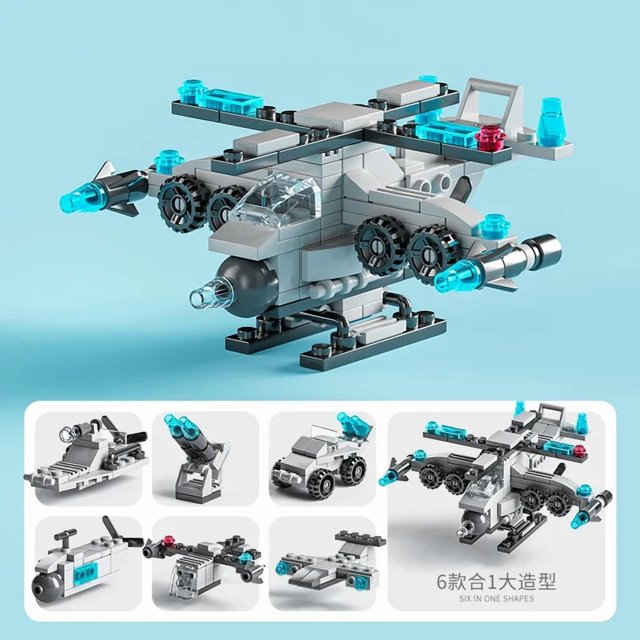 Bloques de construcción de automóviles City Fire para niños, camión de policía, grúa de ingeniería, tanque, juego de ladrillos de helicóptero, juguetes para niños, 6 en 1,no box 3