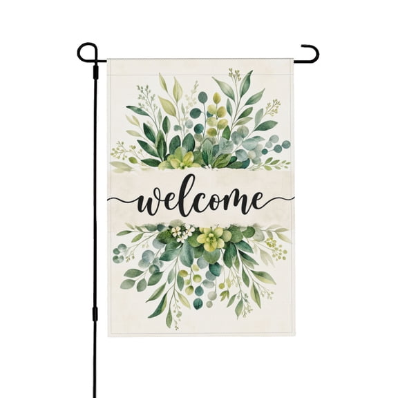 Garden Flag Welcome Leaves Design Outdoor Decor Sign 12x18 Inch