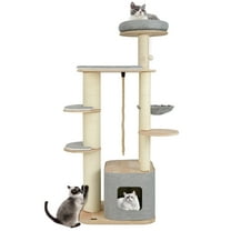 Gymax 63'' Tall Modern Cat Tree w/ Perch Condo Hammock 5.6'' Scratching Posts
