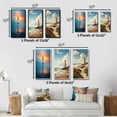 thumbnail image 4 of Designart "Serene Lighthouse Sunset Mist" Beach Light House Framed Wall Art Set Of 3 - Blue Coastal Light House Frame Gallery Wall Set For Home Decor, 4 of 6