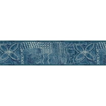 TRIMZ Shibori Indigo Graphic Wallpaper Border, Indigo and White, 15 ft L x 7 in W