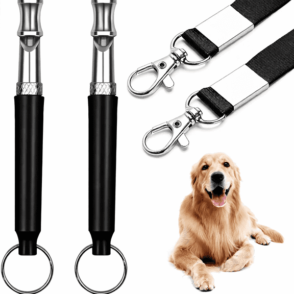 2 Pack Dog Whistles, Ultrasonic Dog Whistles to Stop Barking with Adjustable Pitch Silent Ultrasound Dog Training Whistles with Lanyard for Pet Dog Training By EKIDAZB
