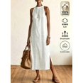 thumbnail image 3 of Womens White Sleeveless Maxi Dress Casual Vacation Long Boho Gown, 3 of 8