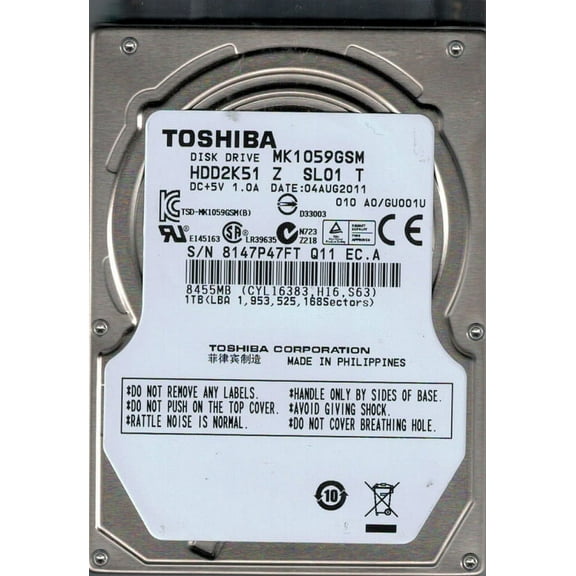 Toshiba MK1059GSM HDD2K51 Z SL01 T 1TB PHILIPPINES
