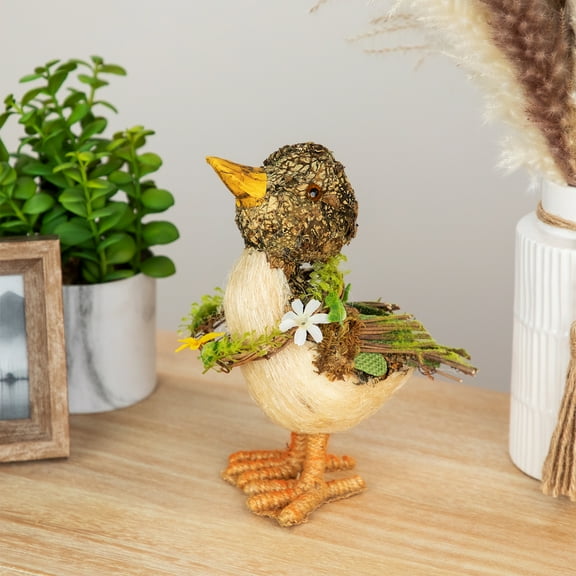 Northlight Standing Mixed Foliage Duck Figurine - 8" - Brown and Ivory