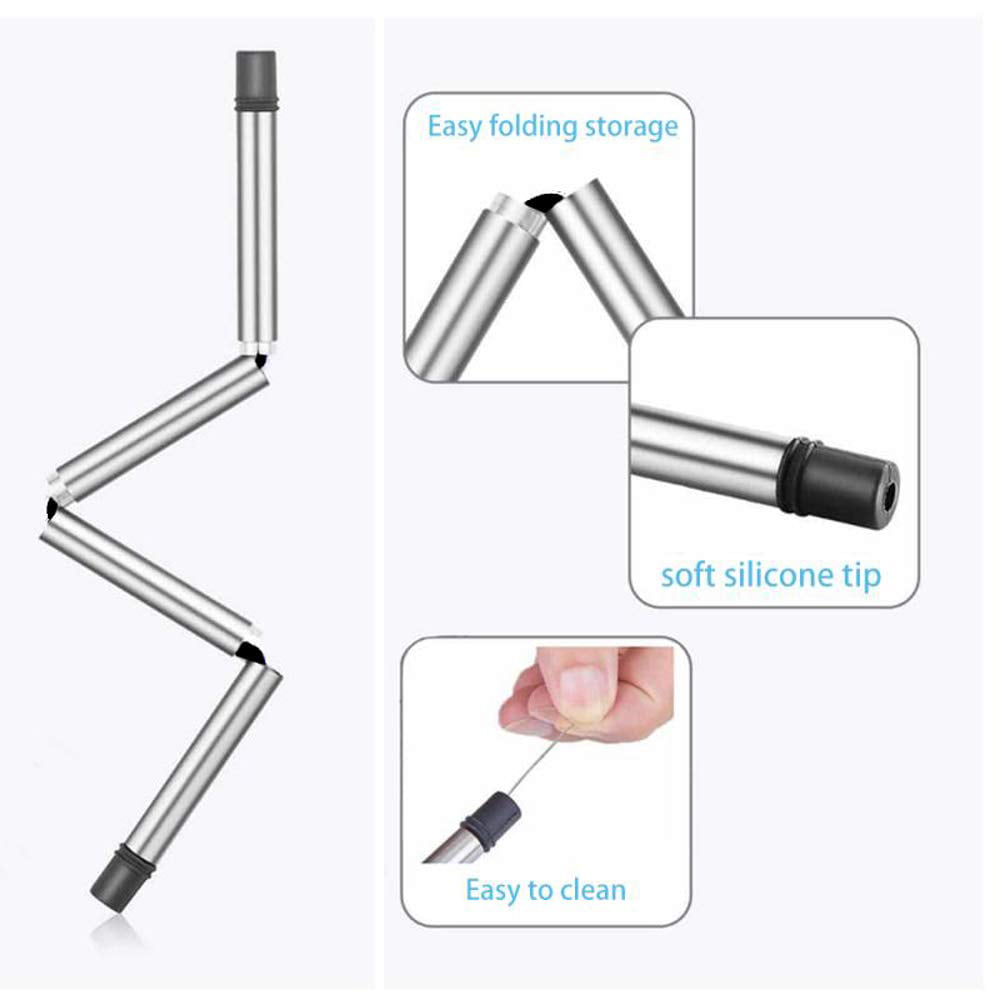 Collapsible Straws,Cuteadoy Stainless Steel Reusable Drinking Folding Straws with Cleaning Brush Perfect for Travel Office Or Gift 2PCS Home