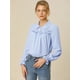 thumbnail image 3 of Blusa Camisa Tops Allegra K Detalle De Volantes Manga Larga Puño Elástico Azul Claro S, 3 of 6