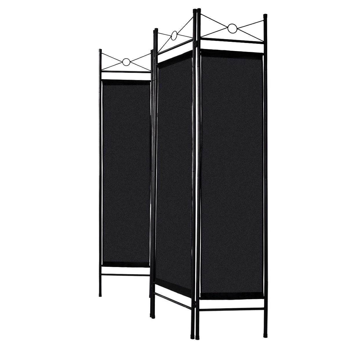6/' Steel White Fabric 4 Panel Room Divider Privacy Screen Wall Dressing Room New
