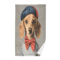 Yayeee 2 Pack Hand Towels for Bathroom 100% Cotton 16" x 28" Kitchen Towel, Yellow Dog Artist