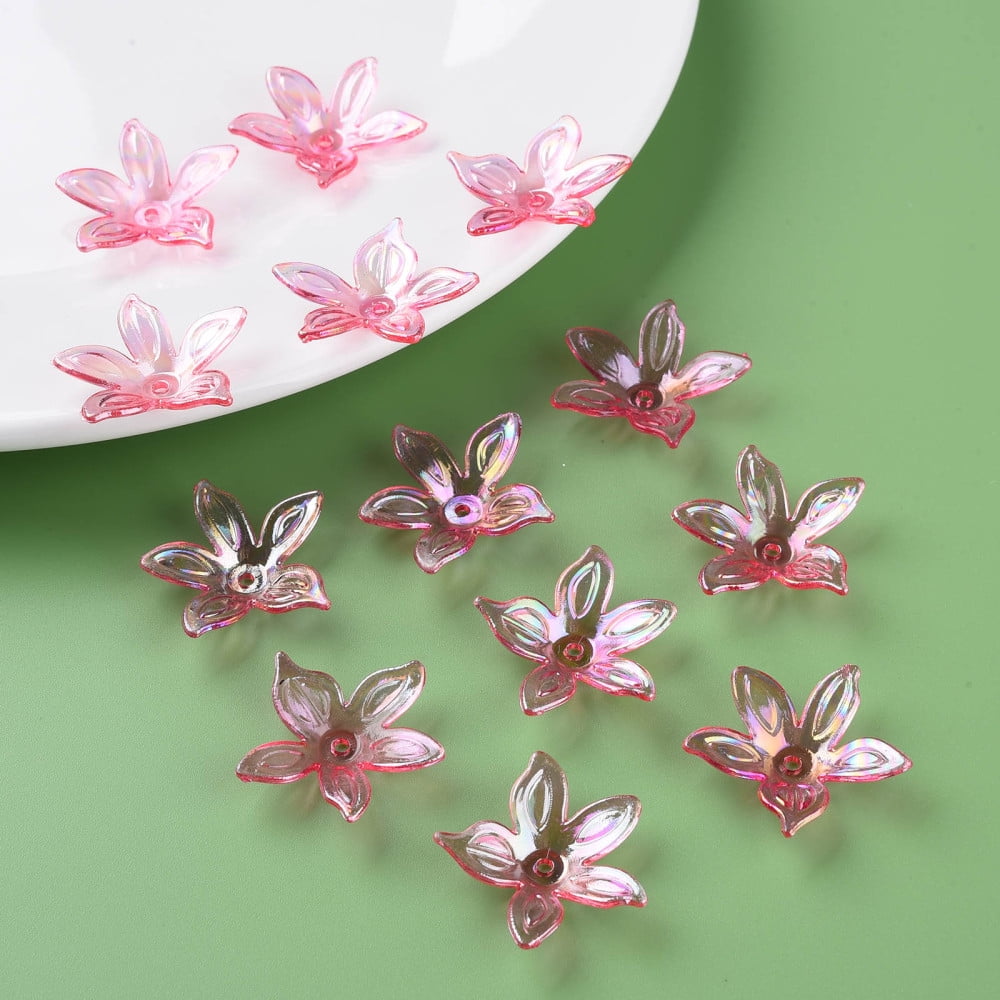 500gs Transparent Acrylic Beads AB color Flower Mixed color 25.5x28x6mm Hole: 1.8mm about 980pcs/500g