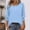 Light Blue, variant on Women's Blouses Top Fall 3/4 Length Sleeve Shirts Casual Solid Color Basic Slim Shirt Pullover Round Neck Button-Down T-Shirts Tunic Tee Blouse Army Green M
