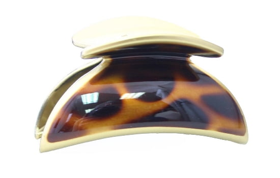 Photo 1 of CARAVAN EXPOSE METALISED SHINY GOLD BORDER AND HAND PAINTED TORTOISE SHELL CENTER DECORATES THIS EURO HAIR CLAW