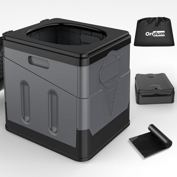 RV Toilet, Portable Folding Toilet with Leakproof trash bags | Extra Large for Travel with Comfort and Convenience | Perfect for Camping, Hiking, Car Travel, and Outdoor Adventures,Grey