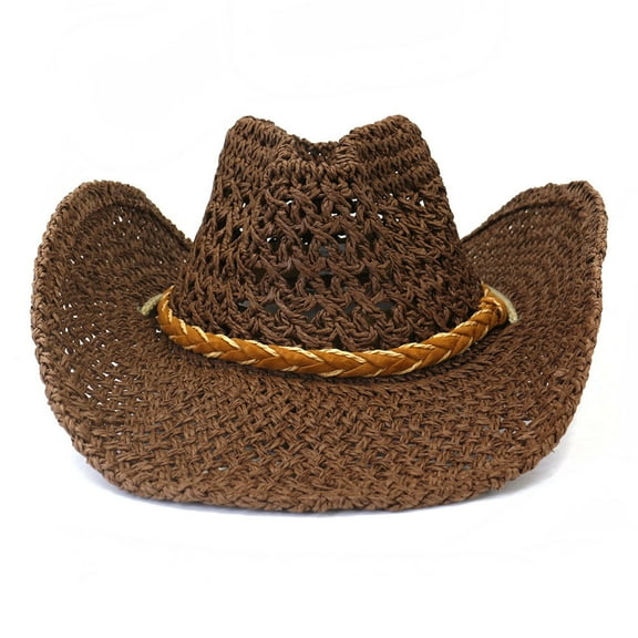 Western American Cowboy Straw Hat, Retro Summer Prairie Ceremonial