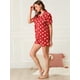thumbnail image 3 of Conjunto de Pijama Allegra K Manga Corta Ropa de Dormir Lunares Cuello de Muesca con Botones para Mujer rojo XL, 3 of 6