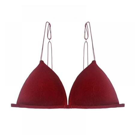 

UP TO 15% OFF! Women s Wireless Bra Triangle Bralettes Front Closure Halter Bras Red 34/75ABC