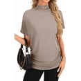 thumbnail image 3 of LYANER - Blusa de verano de manga corta con volantes y cuello alto para mujer, 3 of 3