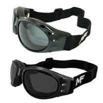 2 Pairs MotoFrames MF Vulcan Padded Motorcycle Goggles Black Frames, Polarized Smoke/Smoke Lenses
