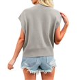thumbnail image 3 of Duoif Women's Sweaters, Women's Ribbed Sweater - Short Sleeve Crew Neck Loose Top Sweaters for Women Silver S, 3 of 9