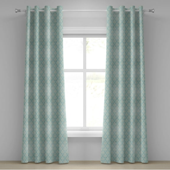 Ambesonne Turquoise Grommet Curtain, Medieval, 50" x 108", Bluegrey Cream
