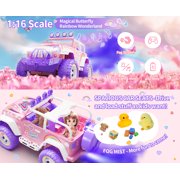 DEERC Pink Remote Control Car for Girls with Fog Mist & Music, 1:16 RC Car with LED Lights for Kids, 2.4Ghz All Terrain SUV Truck Gifts, Off-Road Racing Vehicle Toy Car, Girls Toys