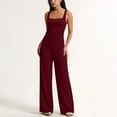 thumbnail image 3 of Idoravan Women’s Fashion Solid Color With Suspenders Top With Wide Leg Pants Two Piece Sets, 3 of 6